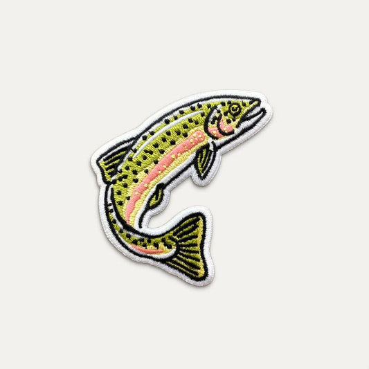 Jumping Rainbow Trout Fish Embroidered Iron on Patch: Yes