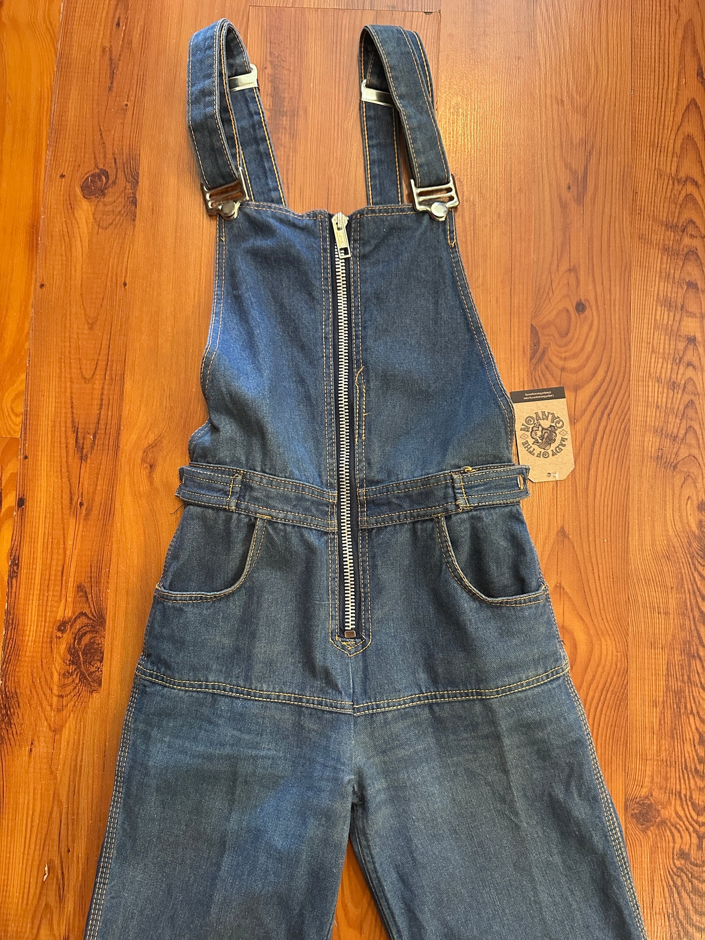1970s Dark Wash Bell bottom overalls