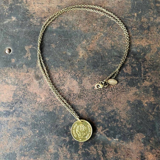 Vintage Heads & Tails Peepshow Token Necklace, Coin Necklace: Heads & Tails Token