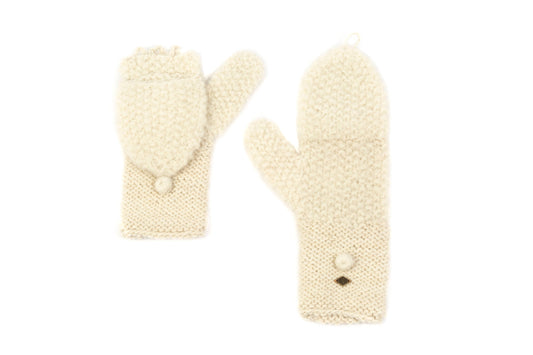 Seed Flip Top Mittens: White