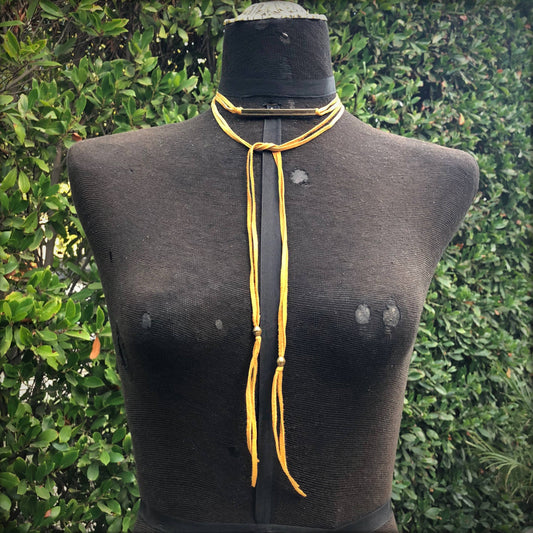 Leather Wrap Choker - Gold & Brass, Western Necklace/Hatband: Gold & Brass