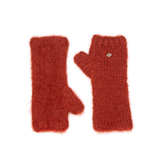 BIRD Fuzzy Alpaca Fingerless Gloves: Rust