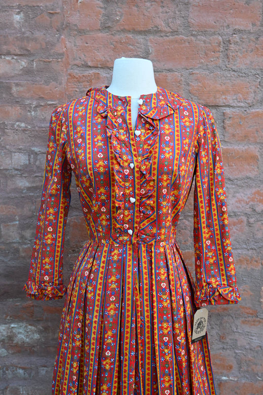 1960s Novelty Print Dress with Heart Buttons