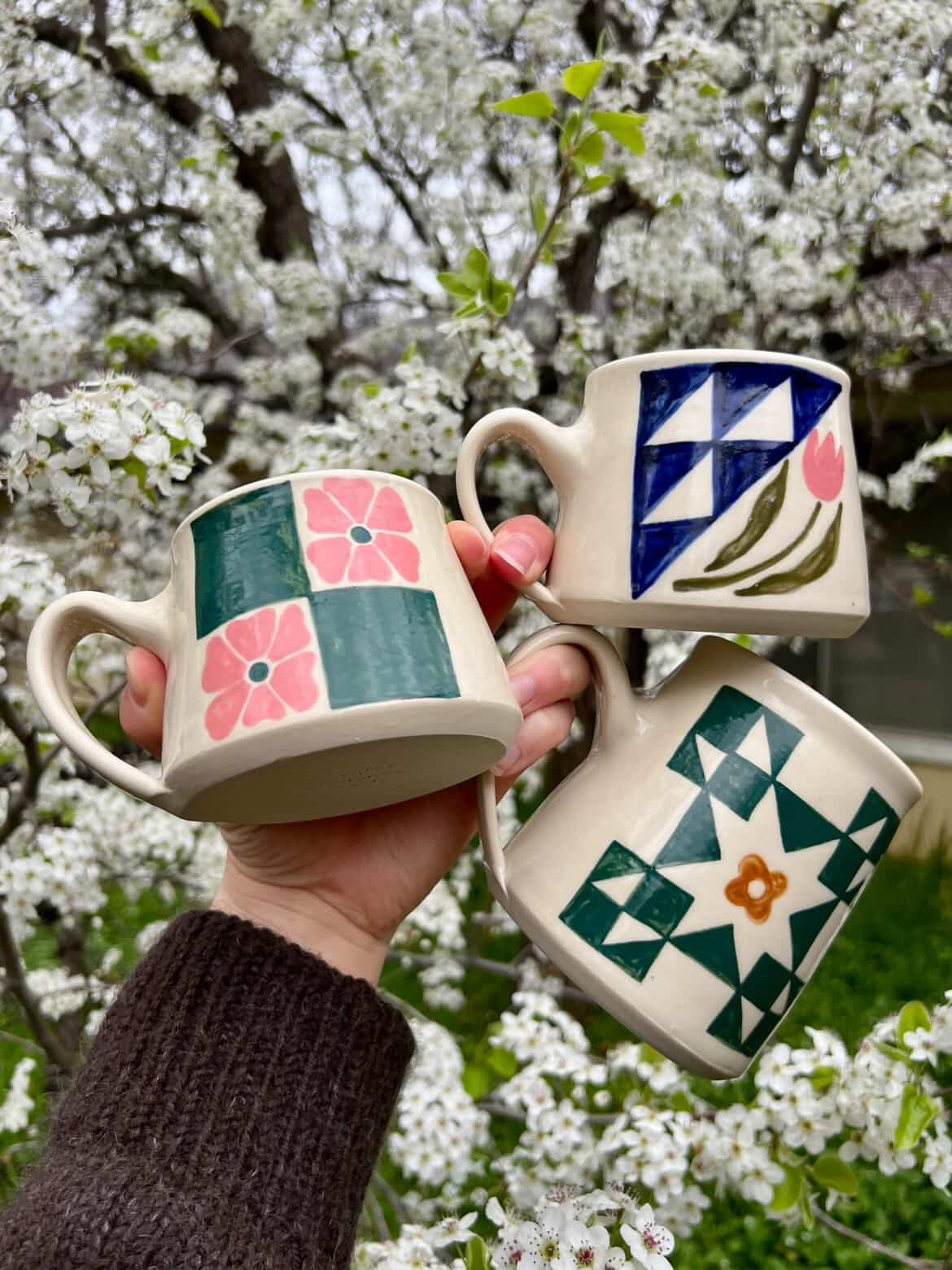Quilt mug with Tulip by Staples Ceramics