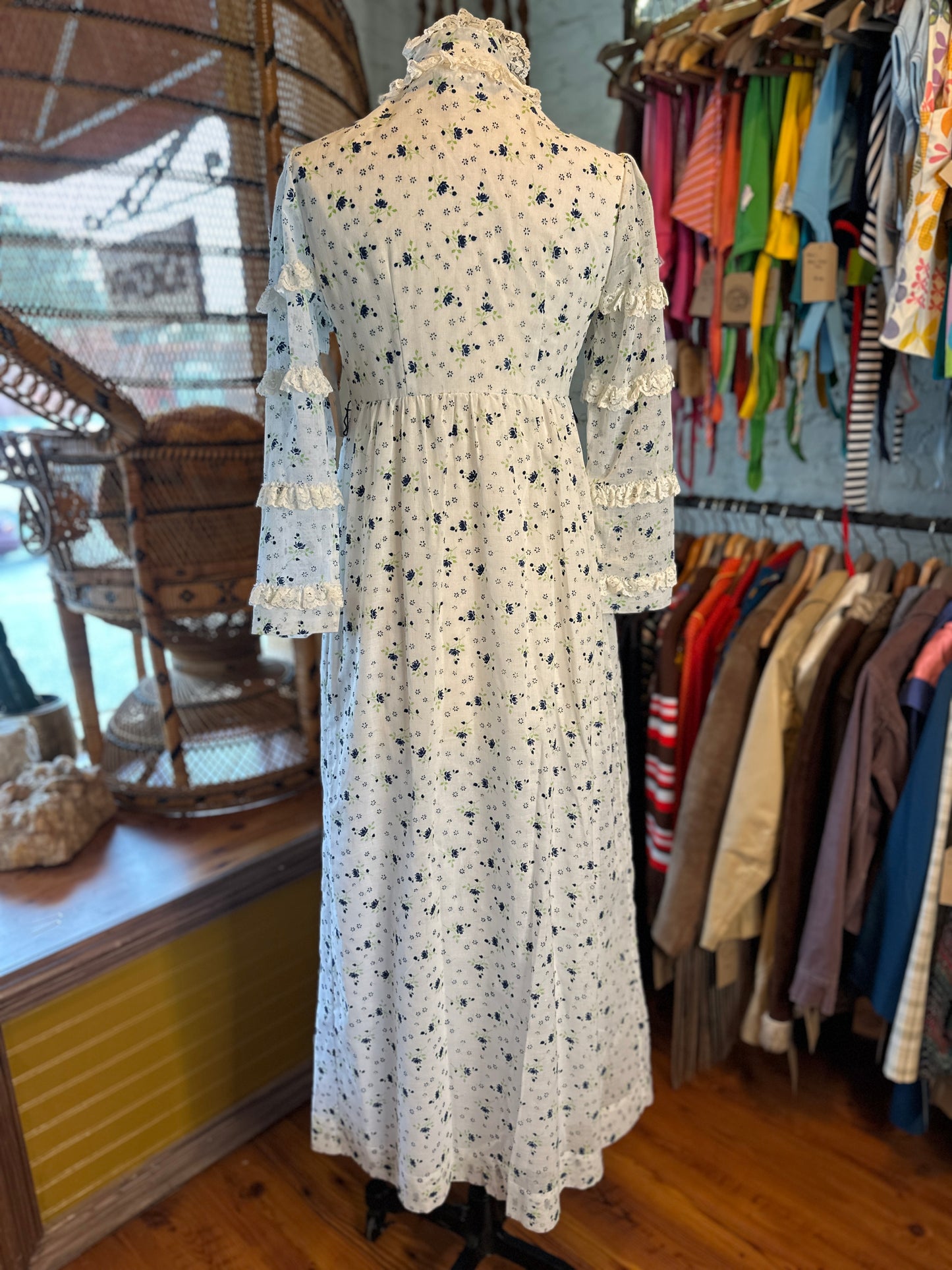 White floral prairie dress