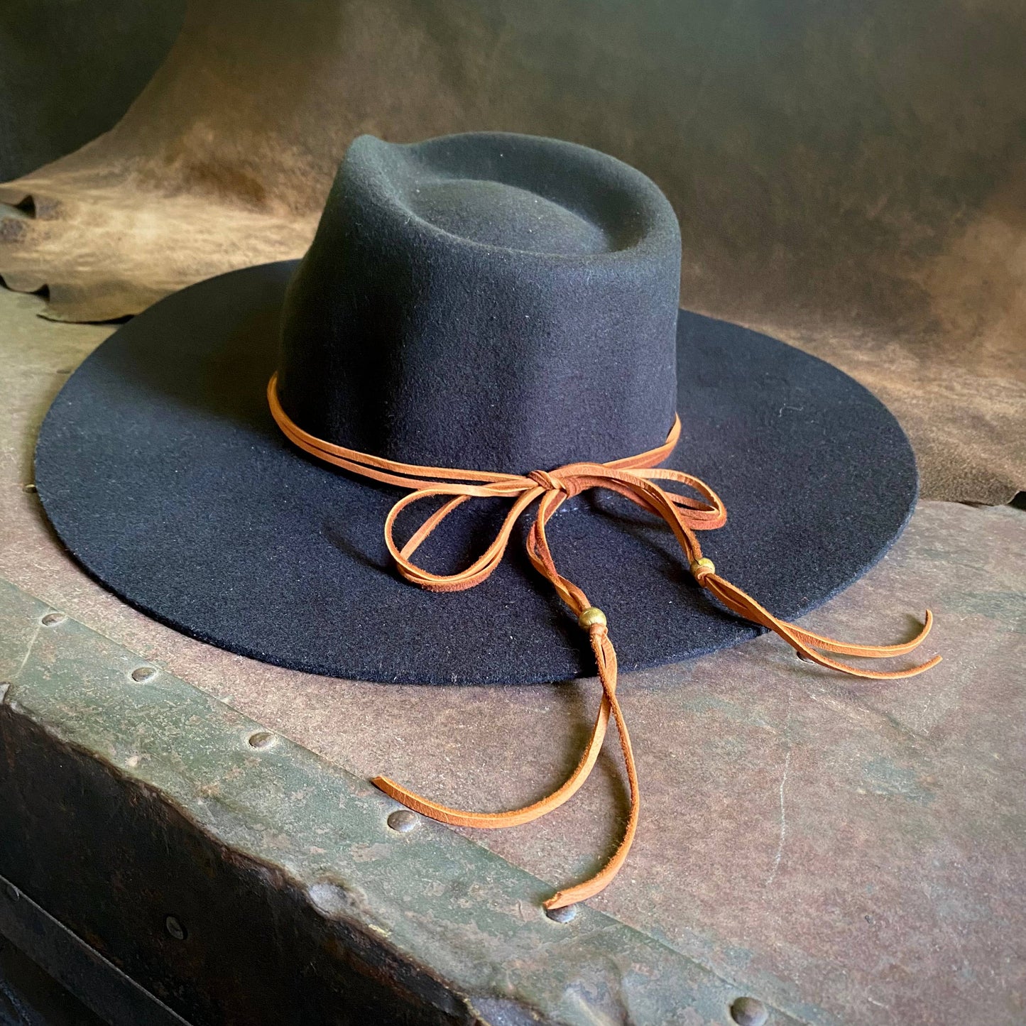 Leather Wrap Choker - Gold & Brass, Western Necklace/Hatband: Gold & Brass