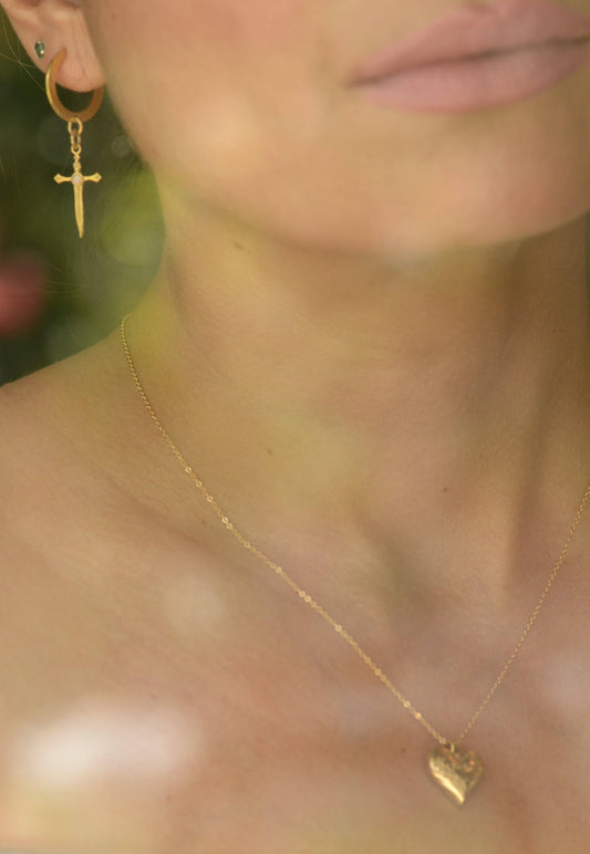 Love Handcrafted Heart Pendant/Charm Necklace: Gold filled/Bronze