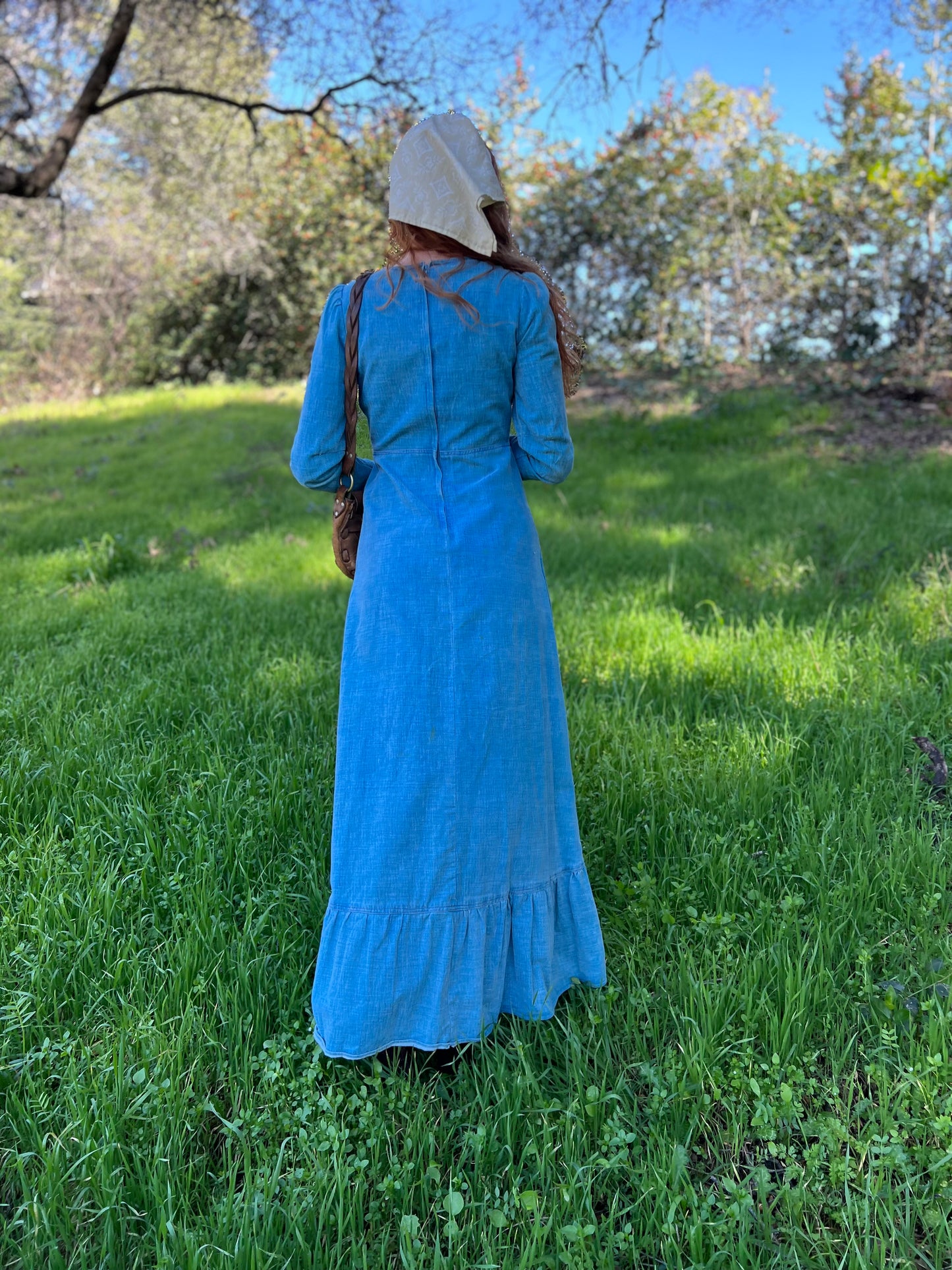 1970s Denim Gunne Sax Maxi Dress