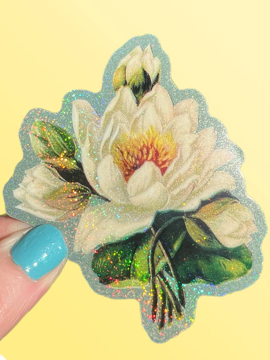 White Lotus Flower STICKER 3 Inch