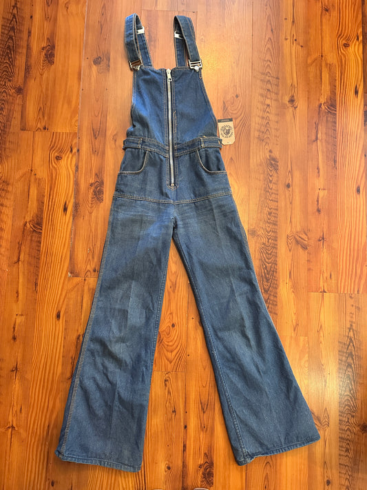 1970s Dark Wash Bell bottom overalls
