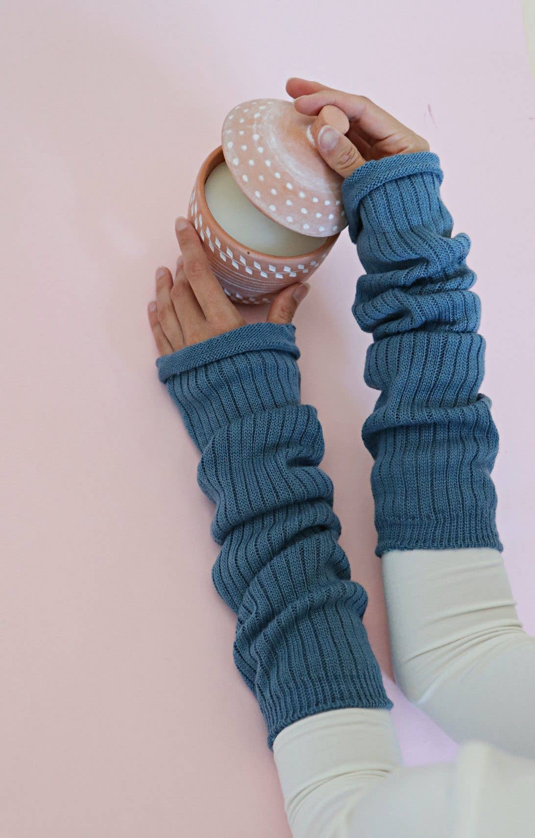 Wool Blend Arm Warmers / Leg Warmers: Rose Pink / One Size (20 inches)