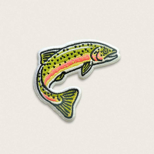 Jumping Rainbow Trout Fish - Iron on Patch: Yes