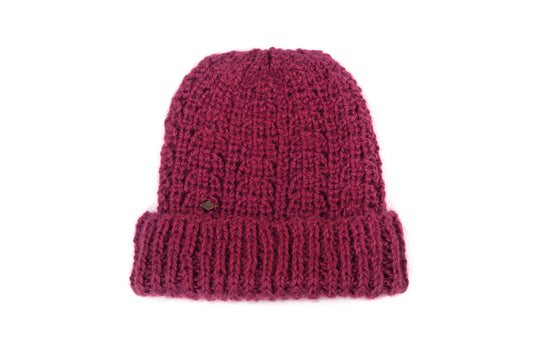 BEAU Alpaca Hand Knit Chunky Hat: Raspberry