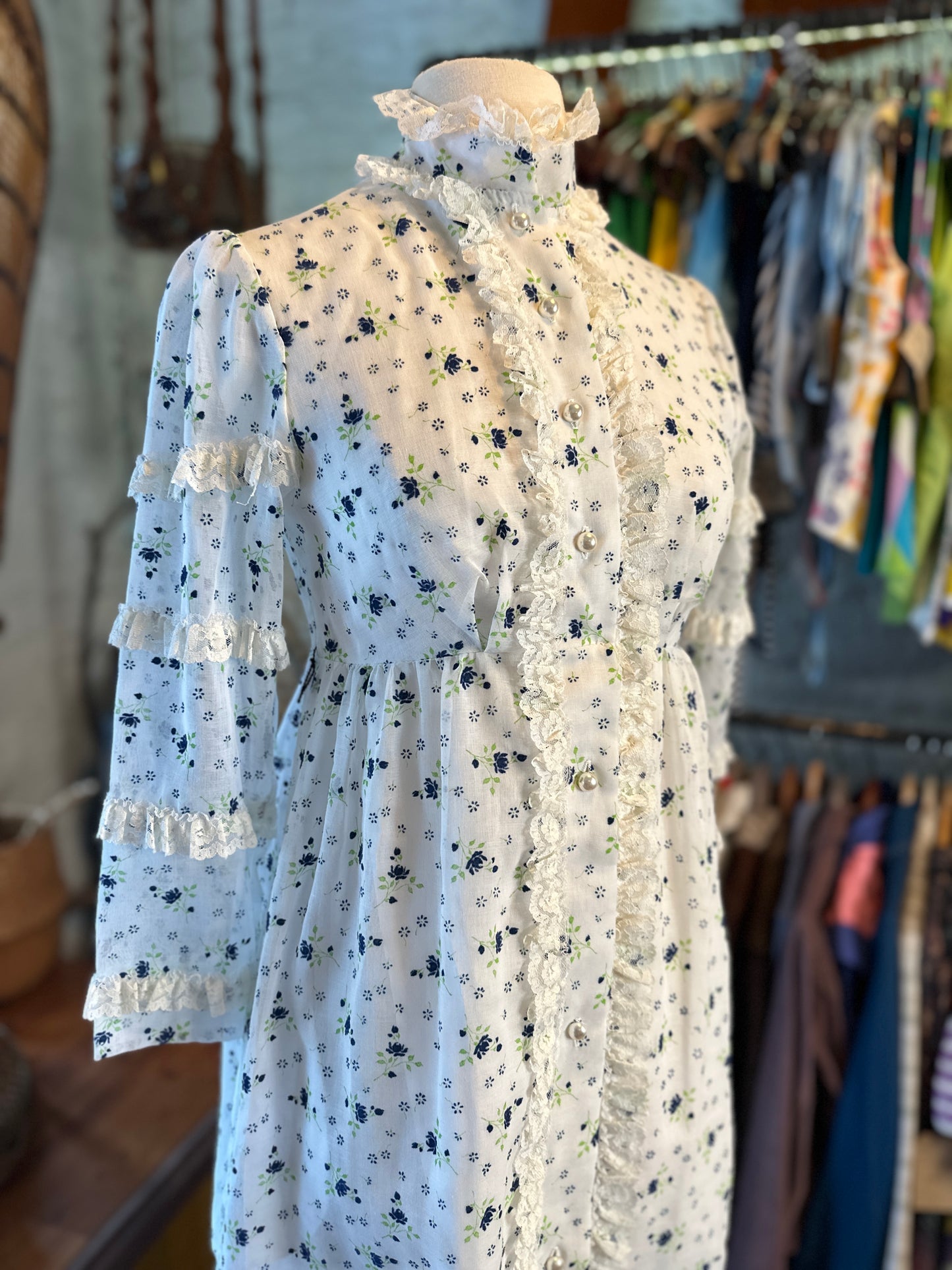 White floral prairie dress