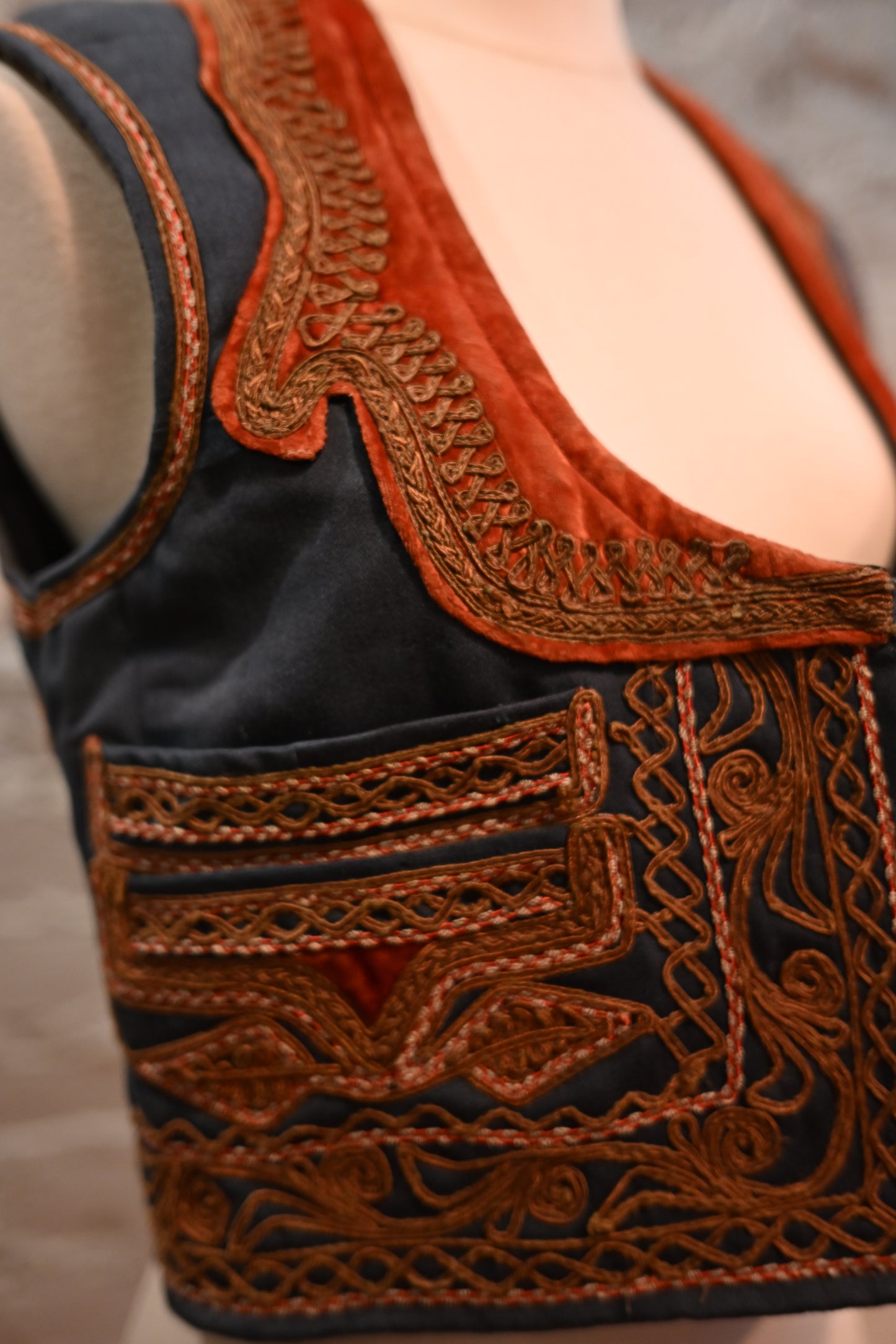 Embroidered Velvet Vest - Afghan Vest