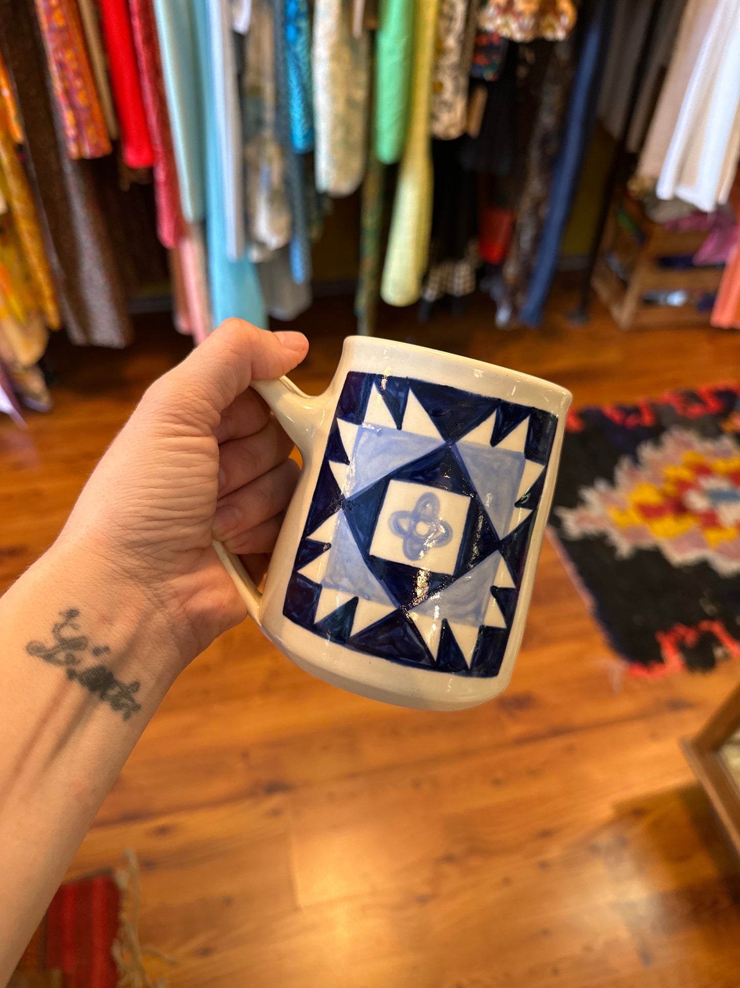 Quilt Mug by Staples Ceramics (large blue)