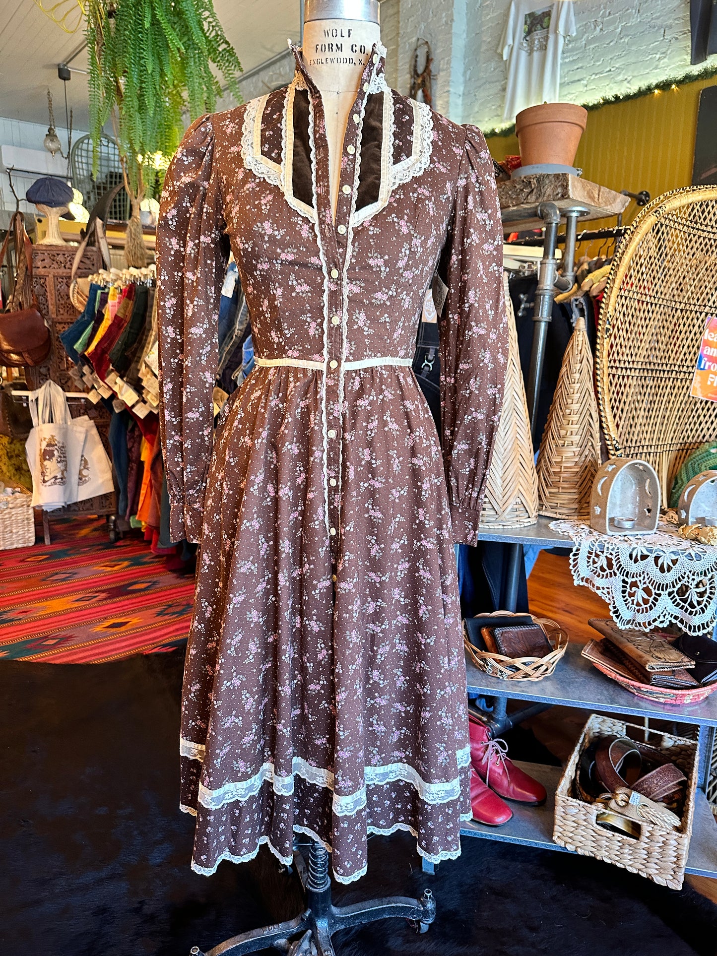 Gunne Sax Brown Calico