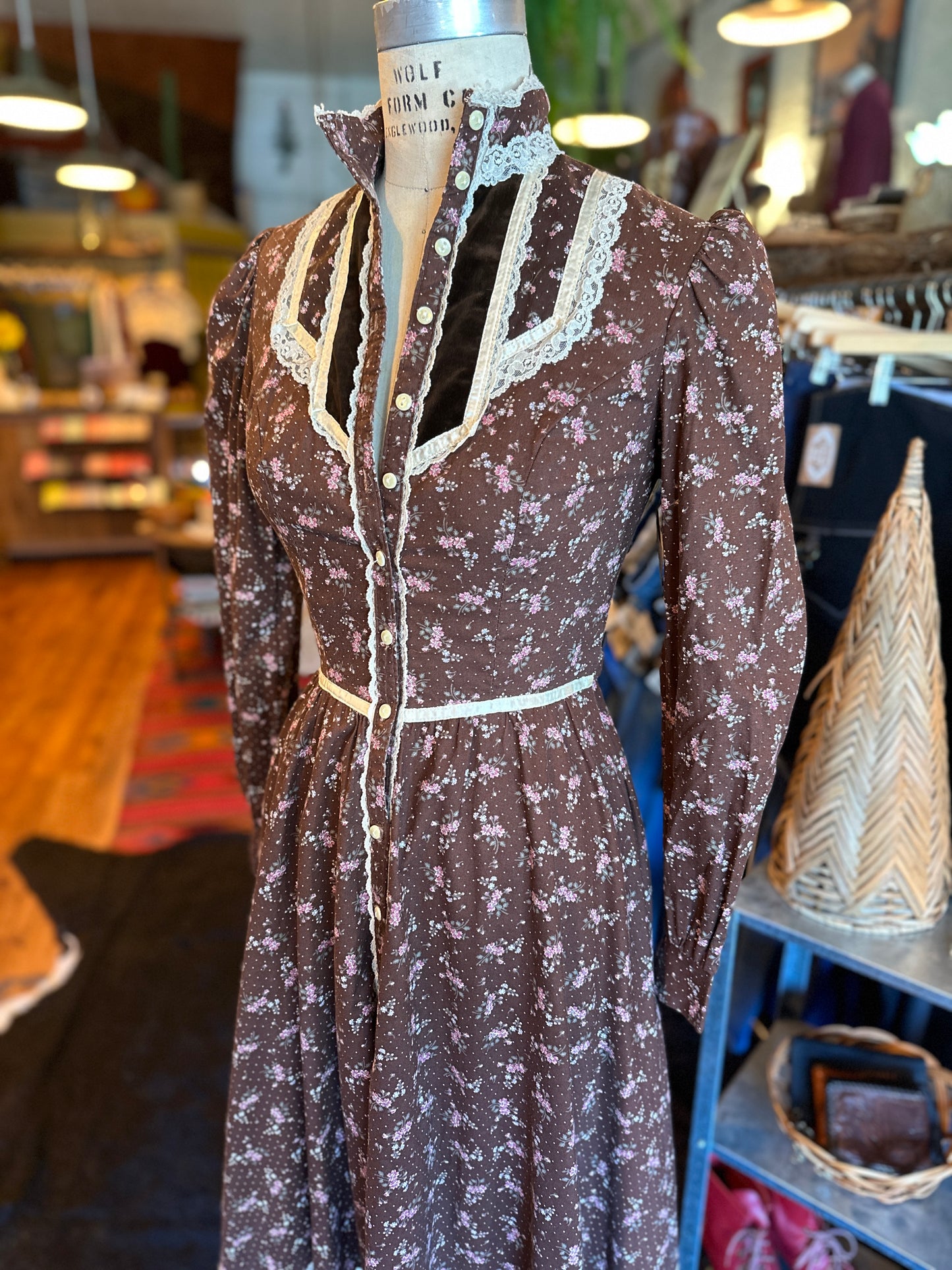 Gunne Sax Brown Calico