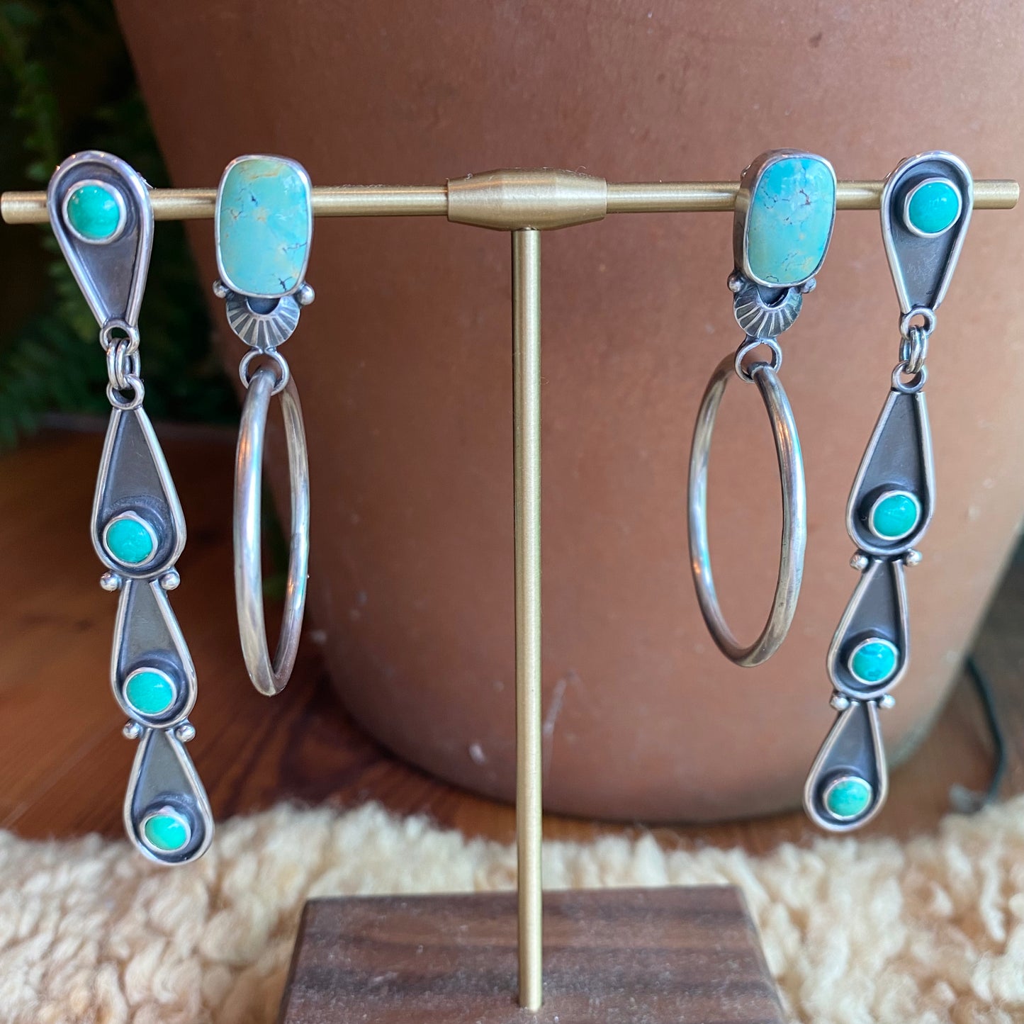 4 Stone Drop Earings