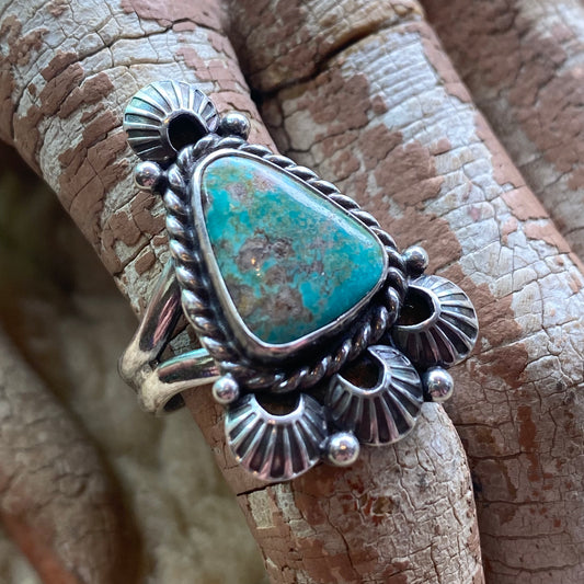 Turquoise Western Stamped Ring