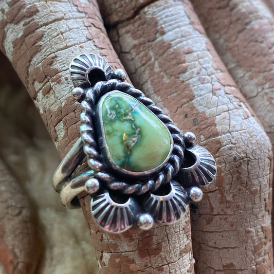 Western Stamped Turquoise Ring