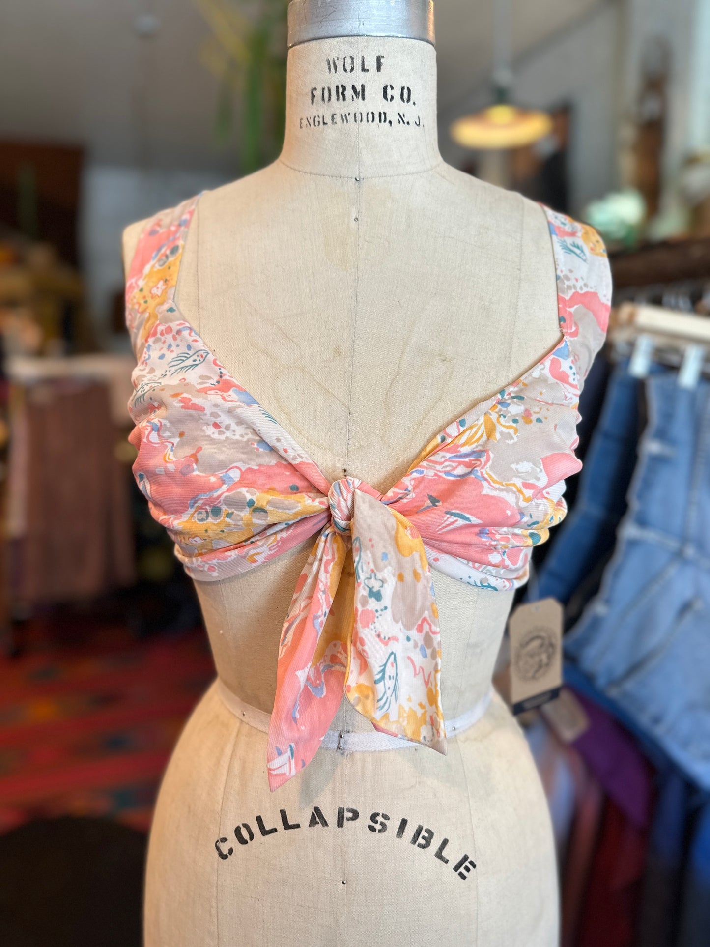 Deadstock Wrangler Crop Top With Front Tie - Medium