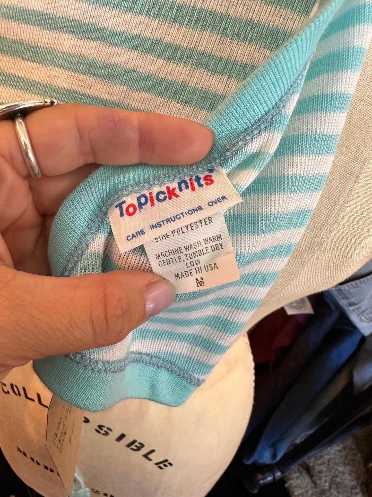 Deadstock Blue Striped Halter Crop Top