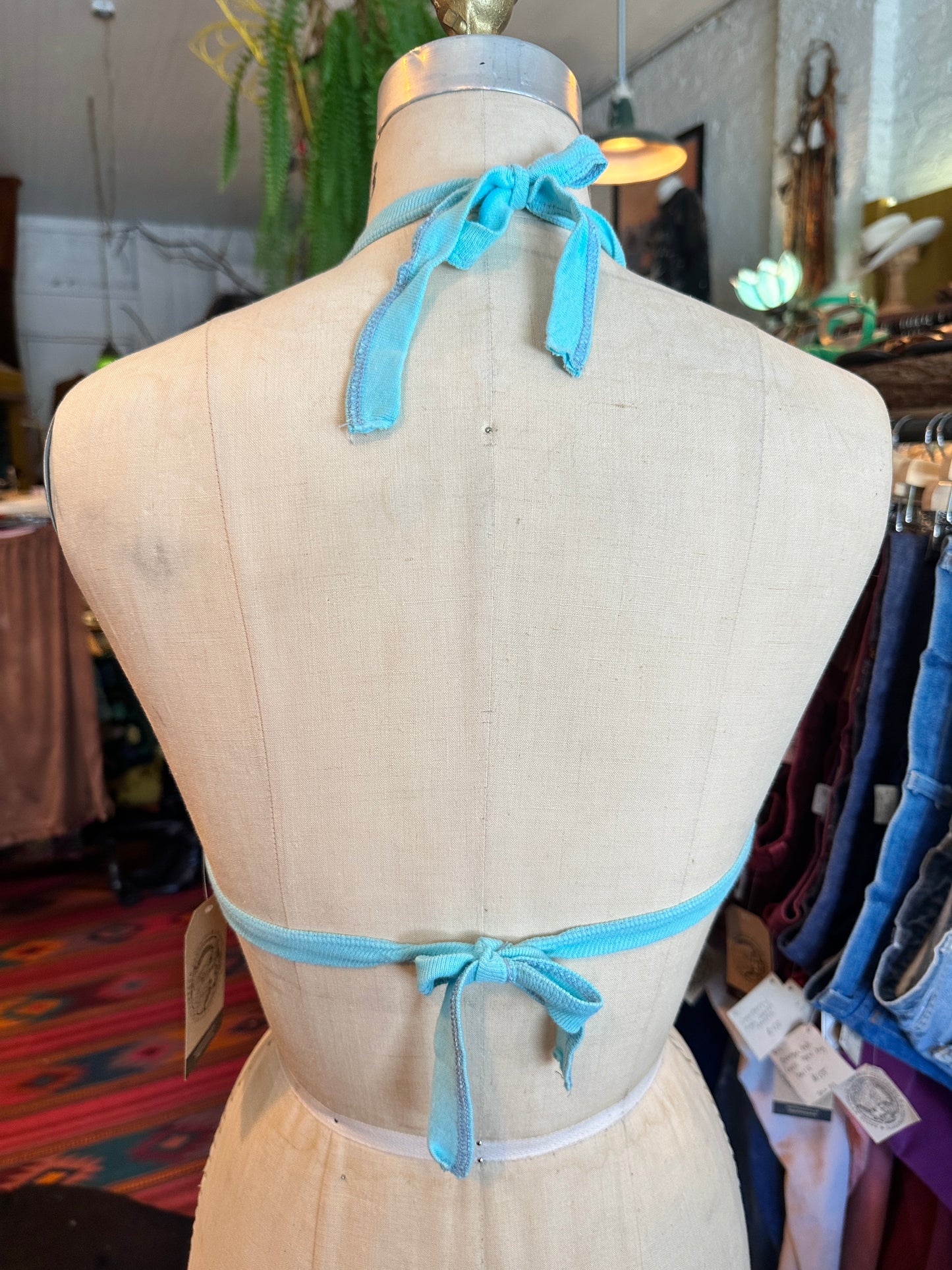 Deadstock Blue Striped Halter Crop Top