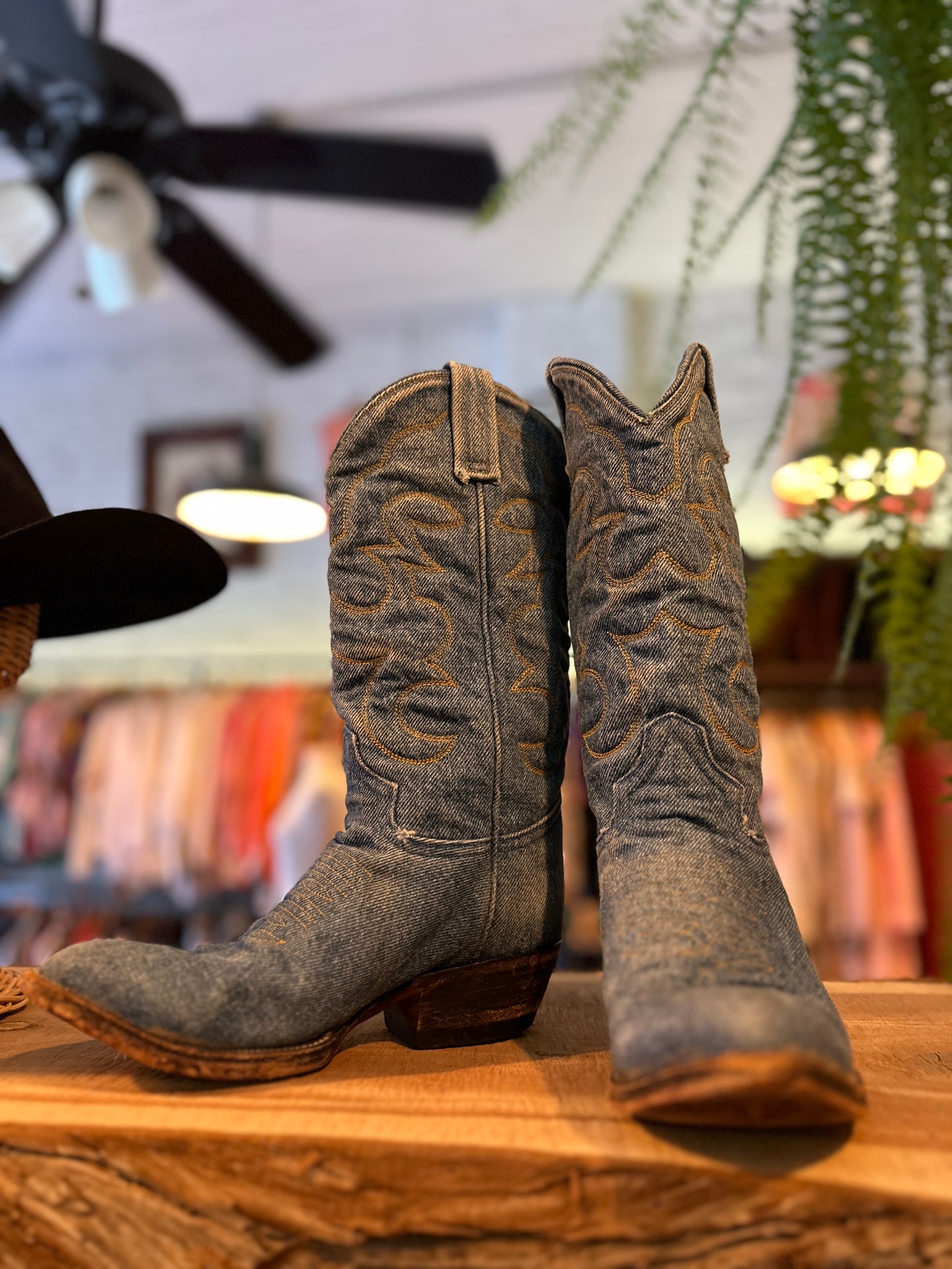 1950's 60's Denim Cowgirl Boots Sz 7