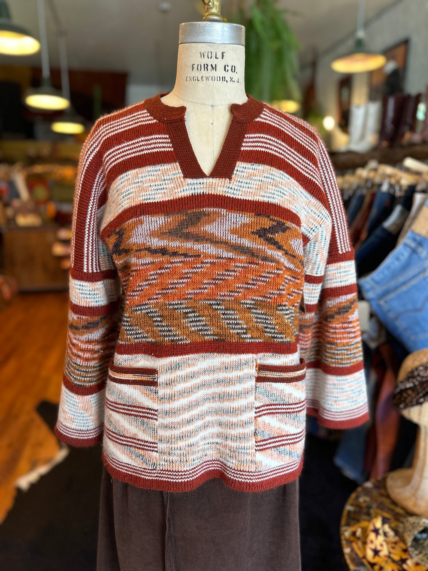 1970s Bell Sleeve Space Dye Sweater