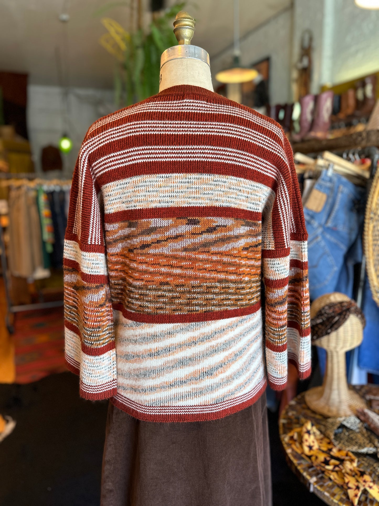 1970s Bell Sleeve Space Dye Sweater