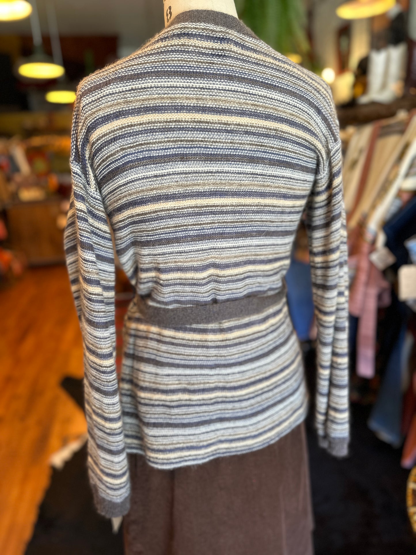 1970s Wool Wrap Sweater with Stripes