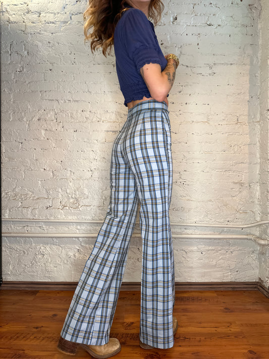 1970's Plaid Bell bottoms - Deadstock w/ tags - 25in waist