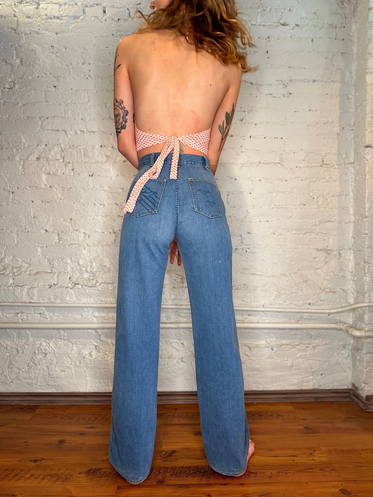 1970's Wide Leg Jeans with Birds - 27