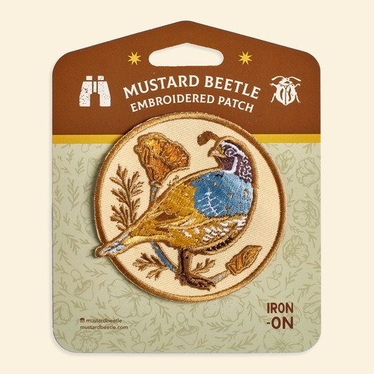 Iron on Patch: CA Quail & Poppies