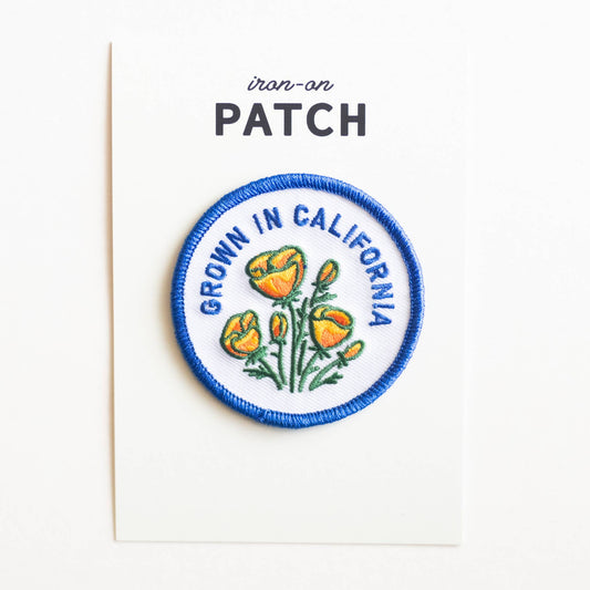 Grown In California Embroidered Iron on Patch - Golden Poppy: Yes