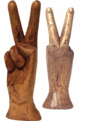 Hand Carved Wooden Peace Table Decor