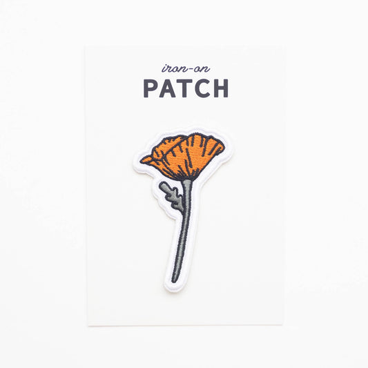 Blooming Poppy Embroidered Iron on Patch - California Flower: Yes