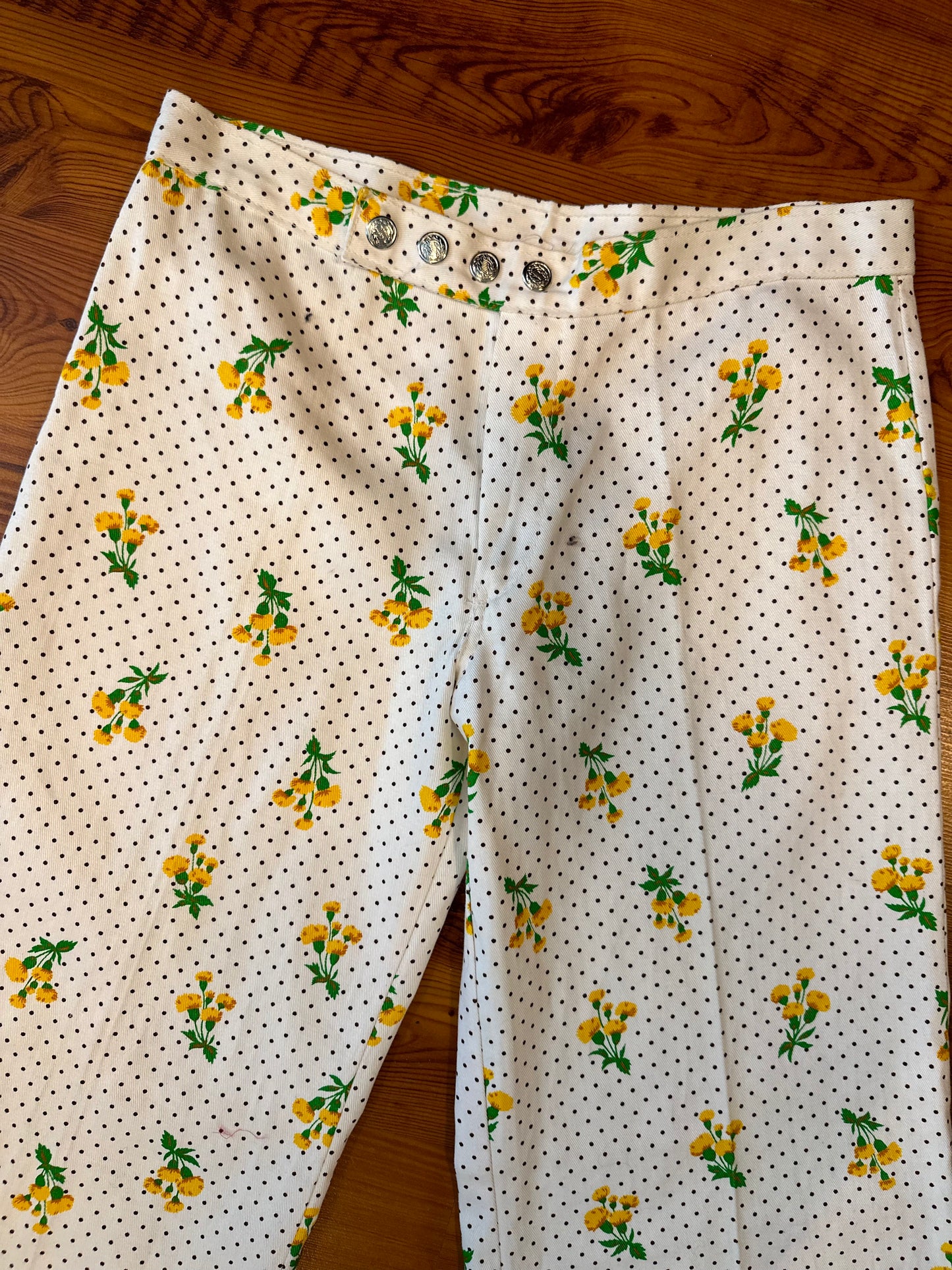 70s Floral Polka Dot Bell Bottoms