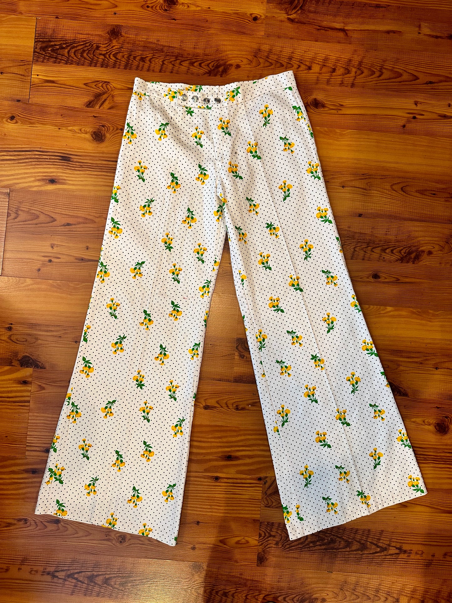 70s Floral Polka Dot Bell Bottoms