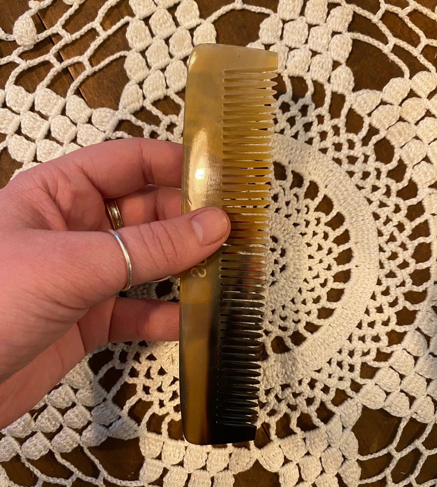 Natural Horn Beard Comb with Leather Sheath
