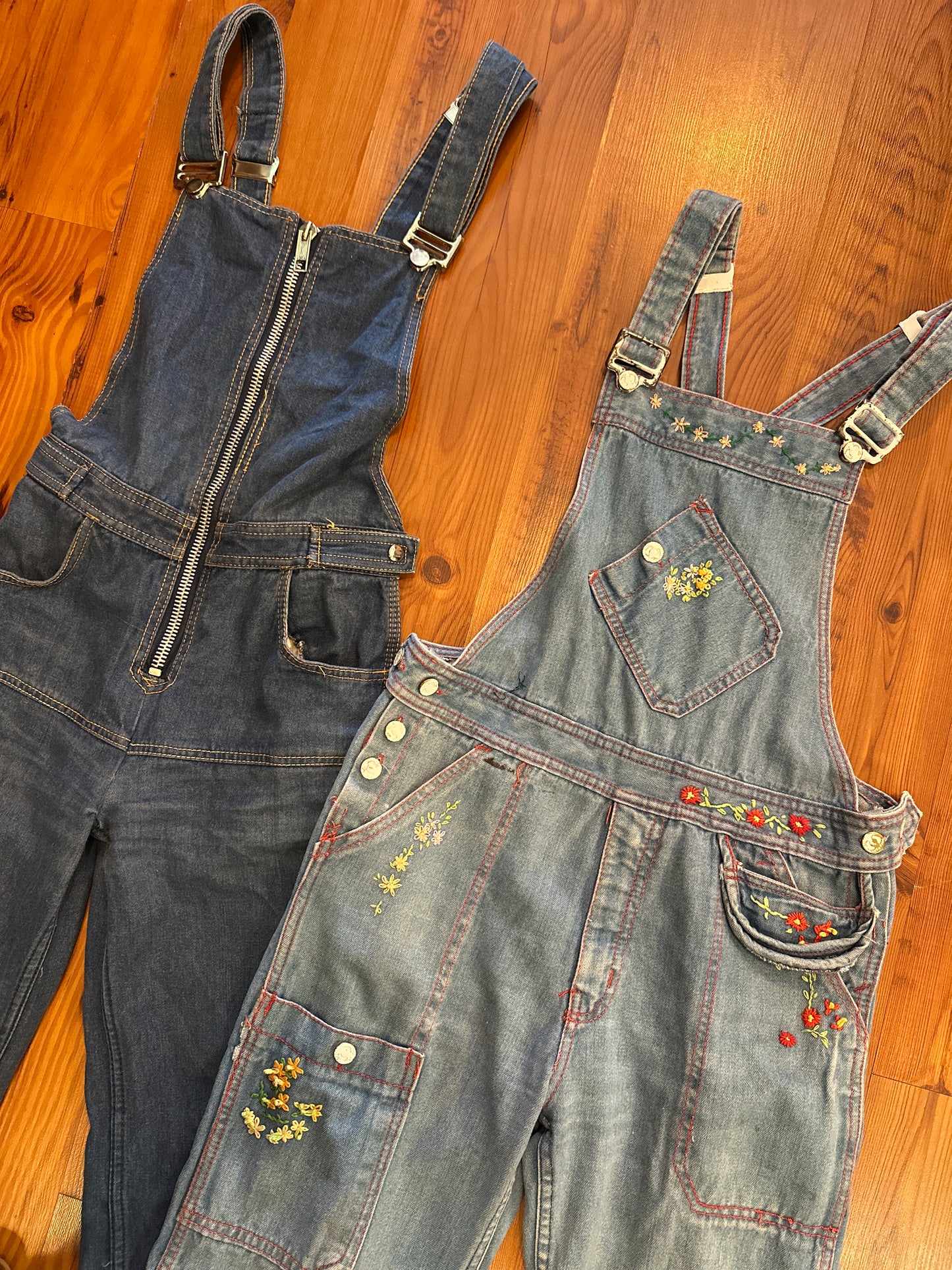 Hang Ten 1970s Embroidered Bell Bottom Overalls