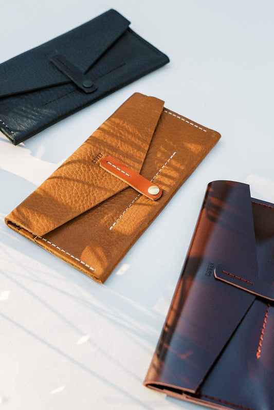 ASHTON leather long wallet, checkbook, pocketbook: Tobacco