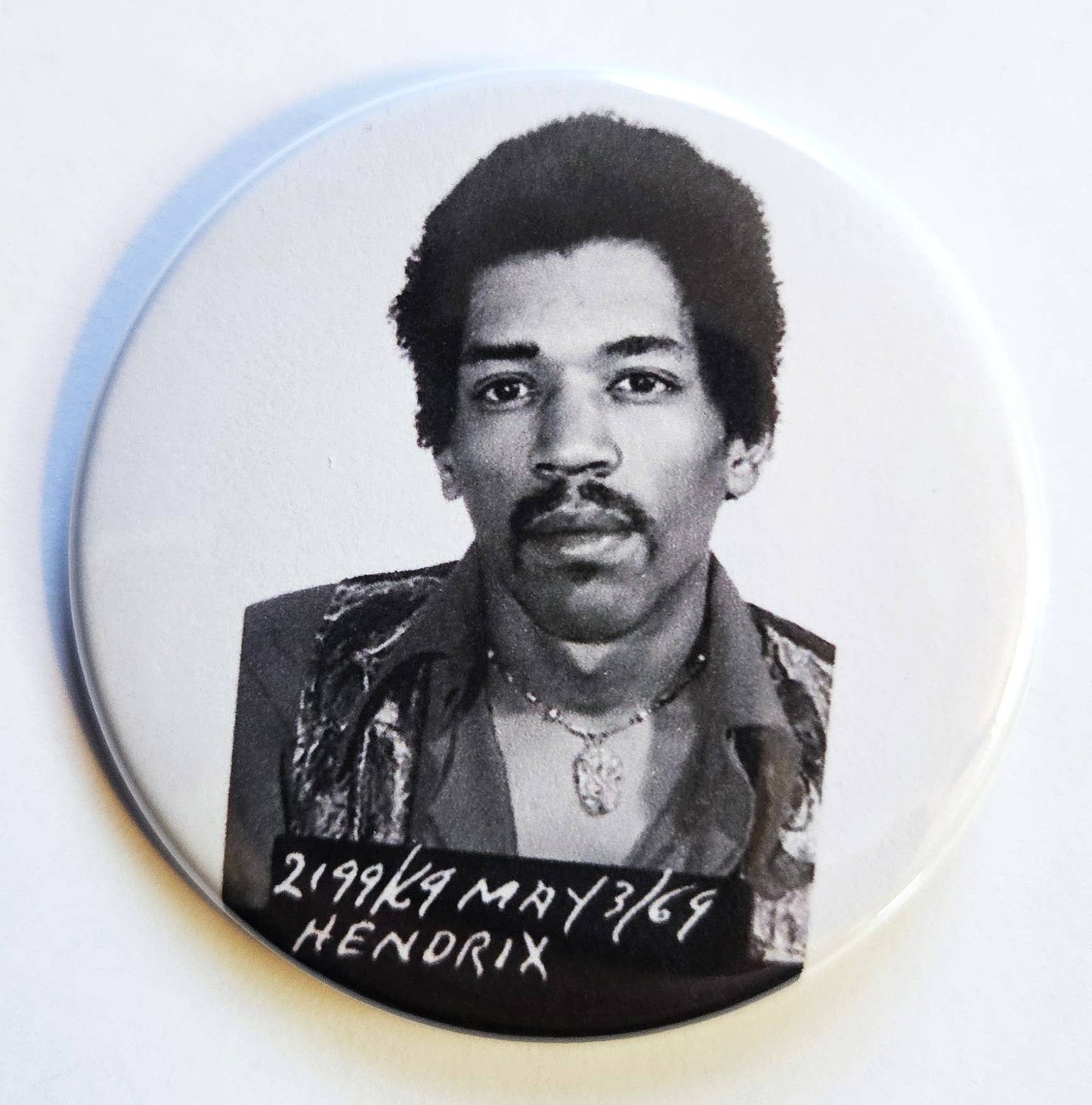 Celebrity Mug Shot Buttons Magnets & Bottle Openers.: Jimi Hendrix / 1.25" Small Button