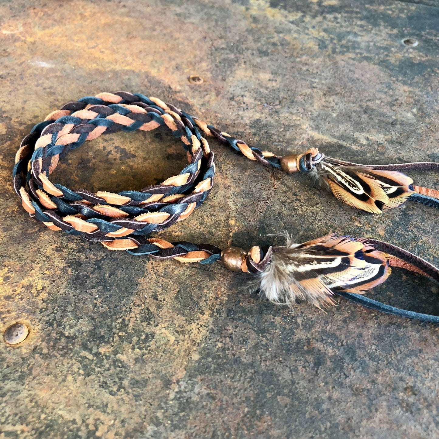 Leather Wrap Accessory - Black, Chocolate Brown & Rust Band: Black, Chocoloate, & Rust