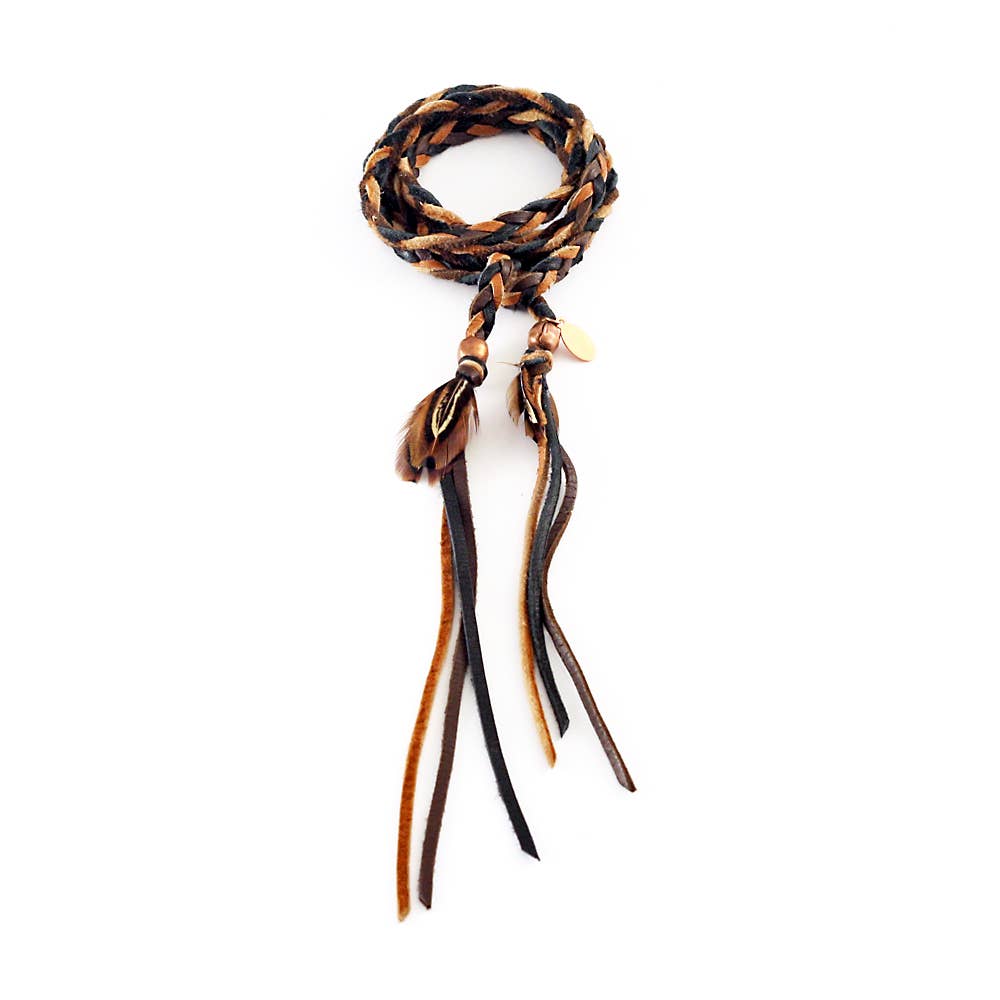 Leather Wrap Accessory - Black, Chocolate Brown & Rust Band: Black, Chocoloate, & Rust