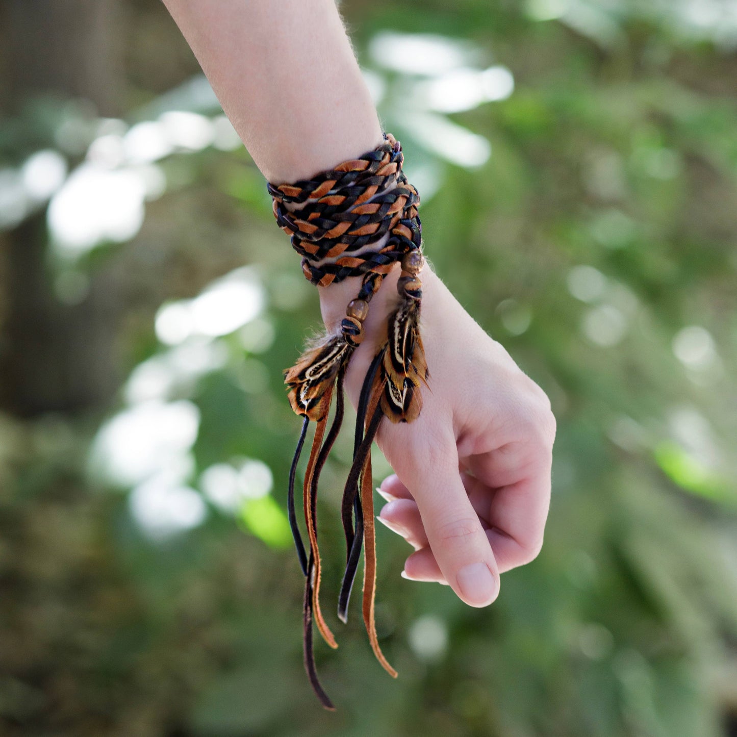 Leather Wrap Accessory - Black, Chocolate Brown & Rust Band: Black, Chocoloate, & Rust
