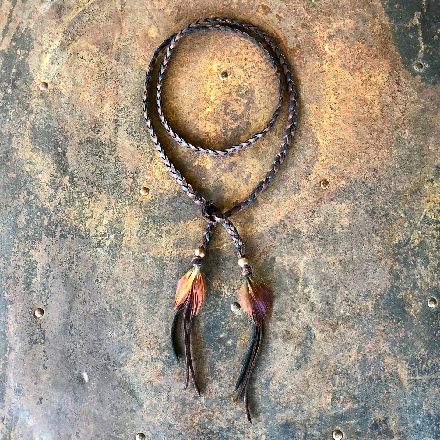 Leather Wrap Accessory - Chocolate Brown & Black, Hatband: Chocolate & Black