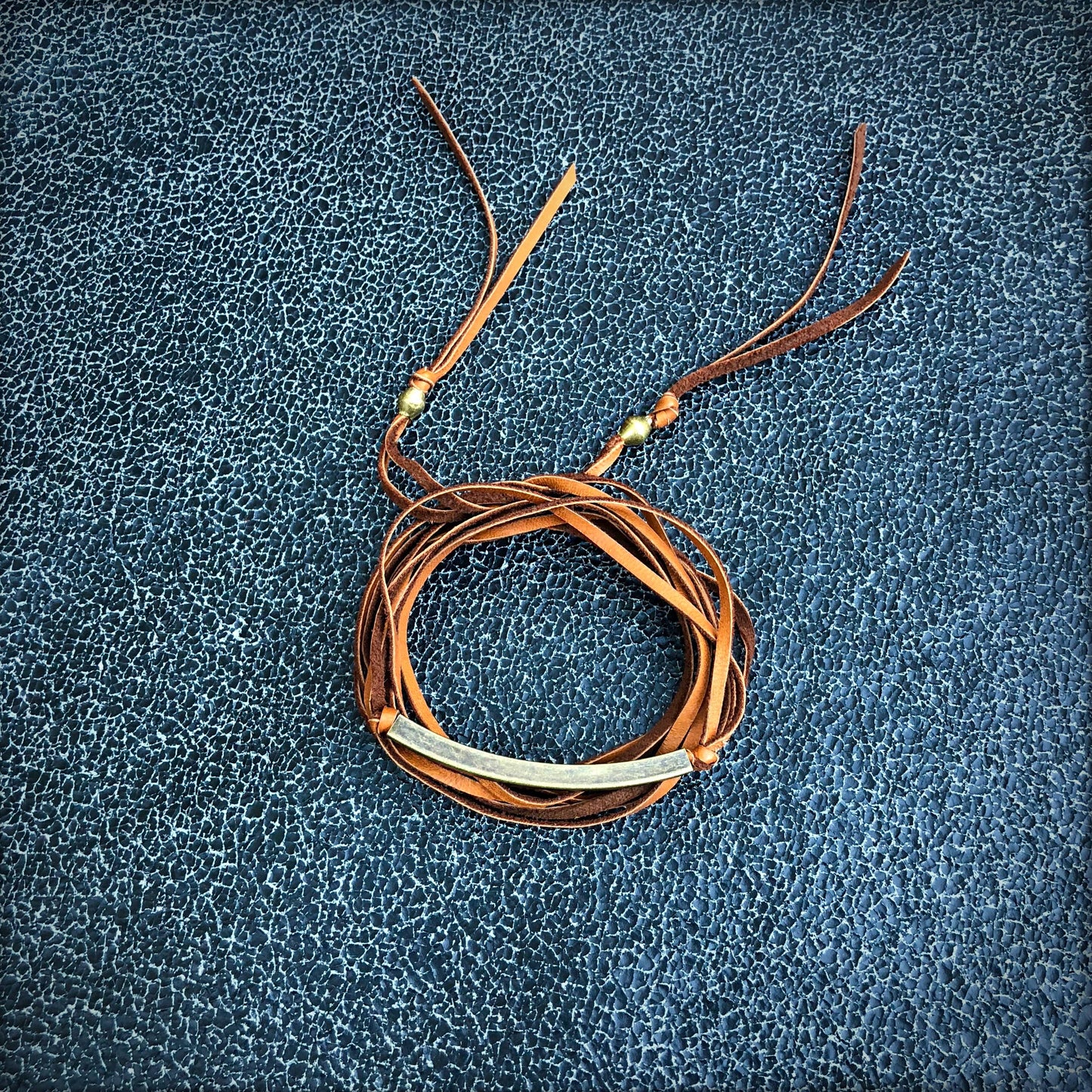 Leather Wrap Choker - Rust & Brass, Western Necklace/Hatband: Rust & Brass