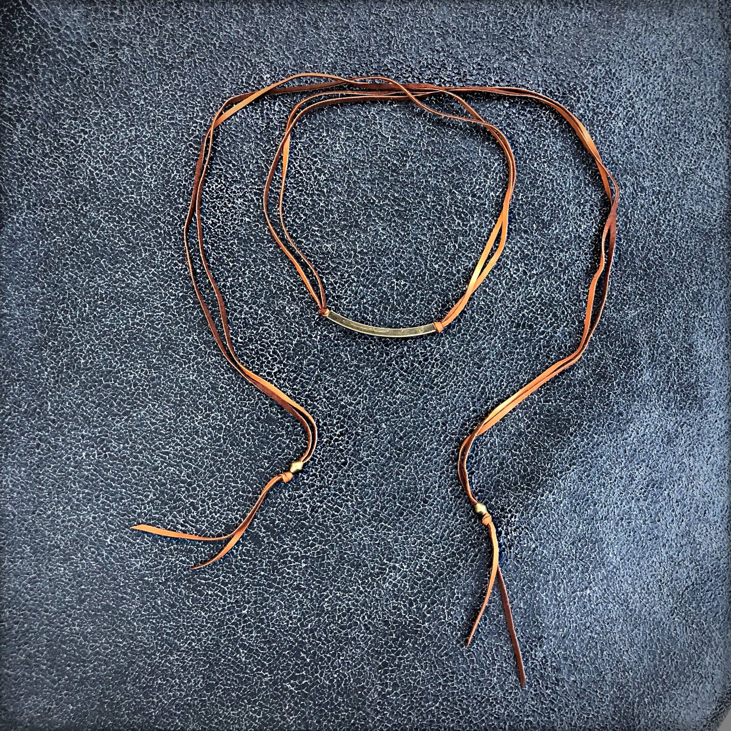 Leather Wrap Choker - Rust & Brass, Western Necklace/Hatband: Rust & Brass